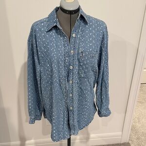 NY Jeans chambray embroidered button down shirt